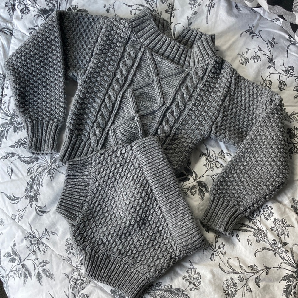 MEBIE BABY knitted gray matching set for toddlers